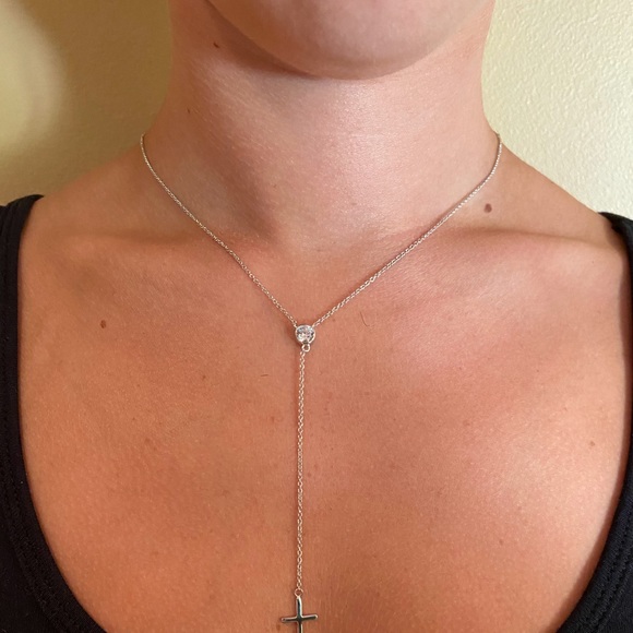 Sale $26 Firm! Sterling Silver Cross Drop Necklace - Picture 6 of 12
